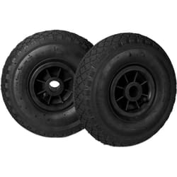 Set di 2 Ruote 3.00-4 per Carriola, Ruote ad Aria, 260x85 mm, Cerchione in Plastica, Asse 25mm, Nero - Relaxdays