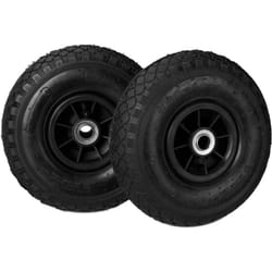 Relaxdays - Set di 2 Ruote 3.00-4 per Carriola, ad Aria, 260x85 mm, Cerchione in Plastica, max.80 kg, Nero