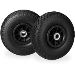 2x Ruote per Carriola, in Gomma Antipanne, 3.00-4', Asse 20mm, max.80 kg, 260 x 85 mm, Nero - Relaxdays
