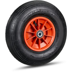 Ruota per Carriola 4.00-6, Cerchione in Plastica, ad Aria, 3 Adattatori, Pneumatico di Scorta, Nero Rosso - Relaxdays