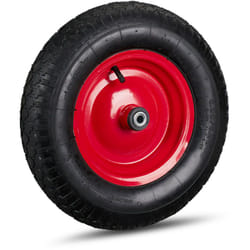 Ruota per Carriola 4.80 4.00-8, ad Aria, & Cerchione in Acciaio, 3 Adattatori, Max 120 kg, Nero/Rosso - Relaxdays