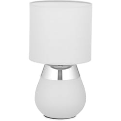 Relaxdays Lampada da Comodino con Funzione Touch Regolabile, Moderna, 3 Livelli, E14, HxD: 32,5 x 18 cm, Grigio-Argento