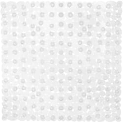 Tappetino Antiscivolo per la Doccia, Effetto Pietre, con Ventose, Lavabile, Quadrato lp 53x53 cm, Trasparente - Relaxdays