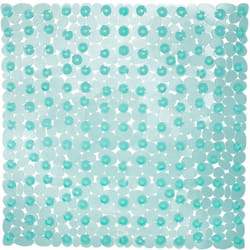 Relaxdays - Tappetino Antiscivolo per la Doccia, Effetto Pietre, con Ventose, Lavabile, Quadrato lp 53x53 cm, Turchese