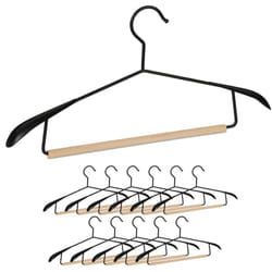 Relaxdays - Set da 12 Grucce, per Giacche Abiti e Completi, Asta per Pantaloni, Spalle Larghe, in Metallo & Legno, Nere