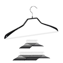Grucce per Completi in Set da 30, Spalle Larghe, per Giacche, Antiscivolo, Stampelle Gommate, in Metallo, Nero - Relaxdays