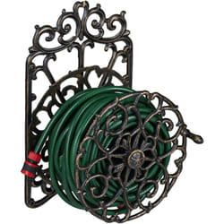 Supporto Porta Tubo da Parete, Design Antico, Girevole, da Giardino, in Ghisa HxLxP 52 x 33 x 31 cm, Nero-Oro - Relaxdays