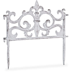 Relaxdays - Bordura per Aiuole, Vintage, Singole Parti, con Paletti per il Fissaggio, Recinzione Deco, 27x27, Bianco