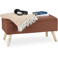 Relaxdays - Panca con Contenitore, Imbottita, Gambe in Legno, Cassapanca Foderata, hlp 39,5x79,5x39,5 cm, Marrone