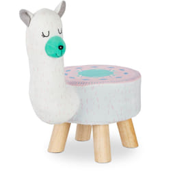 Sgabello a Forma di Lama per Bambini, Fodera in Peluche, Pouf da Cameretta, Giocattolo, Bianco - Relaxdays