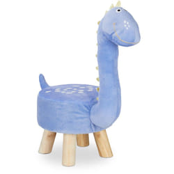 Sgabello a Forma di Dinosauro per Bambini, Fodera in Peluche, Pouf da Cameretta, Giocattolo, Blu - Relaxdays