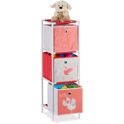 Relaxdays - Scaffale per Giocattoli con 3 Scatole, Bambini Bambine Design Swan Princess hbt 89x27,5x30 cm, Bianco/Rosso