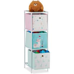 Relaxdays - Scaffale per Giocattoli con 3 Scatole, per Bambini & Bambine Design-Lama Armadio 89x27,5x30 cm, Multicolore
