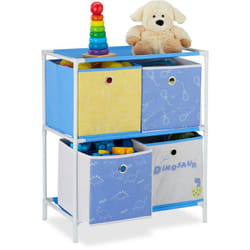 Relaxdays - Scaffale con 4 Scatole, per Bambini & Bambine, Design-Dinosauro Armadio Cameretta HxBxT: 62x53x30 cm, Colorato