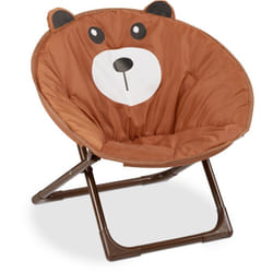 Relaxdays - Moon Chair, Sedia Pieghevole Ultraleggera Bambini e Bambine, Interni e Esterni, Poltroncina, orsetto marrone
