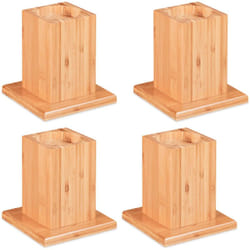 Relaxdays Set di 4 Rialzi per Mobili, Aumento in Altezza di 14 cm per Letti ecc., HLP: 15,5x14,5x14,5 cm, Legno Naturale