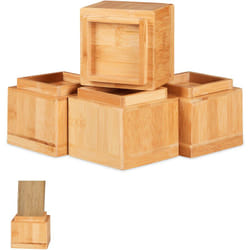 Relaxdays - Set di 4 Rialzi per Mobili, Aumento Altezza di 8,5 cm per Tavoli Sedie, hlp 10x11,5x11,5 cm, Legno Naturale