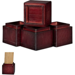 Set di 4 Rialzi per Mobili, Aumento in Altezza di 8,5 cm per Tavoli, Sedie, hlp: 10 x 11,5 x 11,5 cm, Marrone - Relaxdays