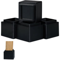 Relaxdays - Set di 4 Rialzi per Mobili, Aumento in Altezza di 8,5 cm per Tavoli, Sedie, HxLxP: 10 x 11,5 x 11,5 cm, Nero