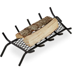 Relaxdays - Brucialegna da Camino, Rettangolare, Acciaio, Caminetto con Grill, con Piedi di Appoggio, 17x69x34 cm, Nero