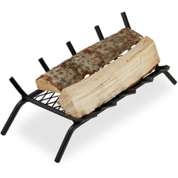 Relaxdays - Brucialegna da Camino, Rettangolare, Acciaio, Caminetto con Grill, con Piedi di Appoggio, 16x58x28 cm, Nero