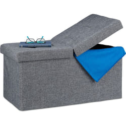 Contenitore Pouf, Capiente Panca Imbottita, Cassapanca con Coperchio Pieghevole, Camera & Sala, grigio scuro - Relaxdays