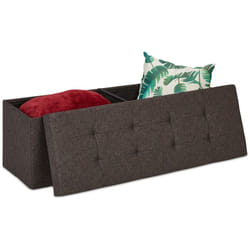 Relaxdays - Contenitore Pouf, Capiente Panca Imbottita, Cassapanca Pieghevole con Separatori, 120 l, Divanetto, in marrone