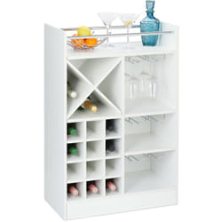 Relaxdays - Cantinetta con Porta Calici, per 22 Bottiglie, da Terra, per Vino e Prosecco HxLxP 96 x 63 x 35 cm ca., Bianca
