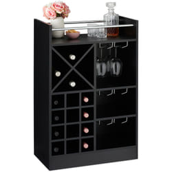 Relaxdays Cantinetta con Porta Calici, per 22 Bottiglie, da Terra, per Vino e Prosecco HxLxP: 96 x 63 x 35 cm ca., Nera