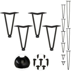 Relaxdays - Gambe da Tavolo, Set da 4, 2 Aste, Metallo, Piedi Mobili a Forcella per Sgabello Tavolo Armadio h: 20 cm, Nero