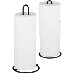 Relaxdays - Porta Rotoli da Cucina Verticale, Set da 2, per Carta Assorbente e Igienica, Metallo, HxD 32x13 cm, Nero