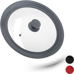 Relaxdays - Coperchio Universale in Vetro, con Bordo in Silicone per Pentole & Padelle 26-30 cm, HxD: 5 x 31,5 cm, Grigio