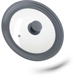 Coperchio Universale in Vetro, con Bordo in Silicone per Pentole & Padelle 22-26 cm, HxD: 5 x 27,5 cm, Grigio - Relaxdays