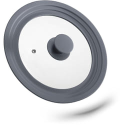 Relaxdays Coperchio Universale, con Bordo in Silicone & Foro per il Vapore per Pentole e Padelle Ø 20 - 24 cm, Grigio