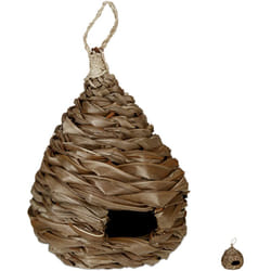 Relaxdays - Nido per Uccelli, Casetta Deco, da Appendere, Fibre di Cocco Intrecciate, Giardino, HxD 38x21 cm, Naturale