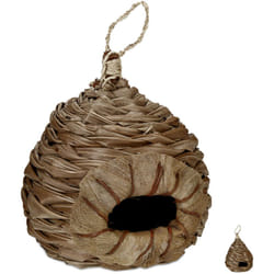 Relaxdays - Nido per Uccelli, Casetta Deco, da Appendere, Fibre di Cocco Intrecciate, Giardino, HxD 31x20 cm, Naturale