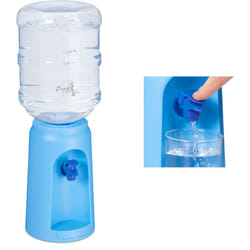 Relaxdays - Distributore d'Acqua con Tanica & Rubinetto, Erogatore da Ufficio, 4,5 l, Plastica, HxD 47,5x17 cm, Blu