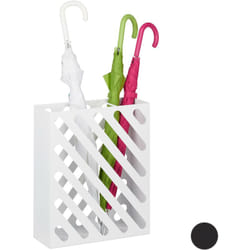 Relaxdays - Portaombrelli xl, Supporto Rettangolare per Ombrelli e Bastoni, Acciaio, Portatile, 15cm., Bianco