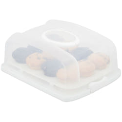 Relaxdays - Contenitore per Torte, Rettangolare, con Coperchio Crostate & Muffin hlp 15,5x37,5x27,5 cm, Bianco/Trasparente
