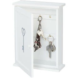 Relaxdays - Cassetta Portachiavi da Muro, in Legno, Design Chiave, Stile Rustico, Appendichiavi, 29 x 22 x 8 cm, bianco