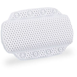 Relaxdays Cuscino Poggiatesta da Vasca, Cuscinetto Antiscivolo con Ventose, Benessere, Supporto Testa & Collo, bianco