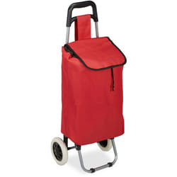 Carrello Pieghevole per la Spesa, Borsa Estraibile da 28 l, Pratico Trolley, Ruote, hlp 92,5x42x28 cm, rosso - Relaxdays
