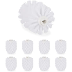 Relaxdays - Spazzole di Ricambio per wc, Set da 9, Testine Intercambiabili, Plastica, Filettatura 12mm, d 8cm, Bianco