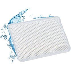Cuscino Poggiatesta da Vasca, Antiscivolo con Ventose, hlp 19 x 28,5 x 5,5 cm, Supporto Testa & Collo, Bianco - Relaxdays