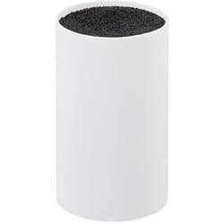 Relaxdays - Ceppo Portacoltelli, Vuoto, con Setole, Spazio per 8 Coltelli, Universale, Rotondo HxD: 18x11 cm, color bianco