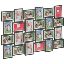 Relaxdays - Cornice Portafoto, 24 Foto Formato da 10x15 cm, Passpartout, Verticale ed Orizzontale, da Muro, Grigio