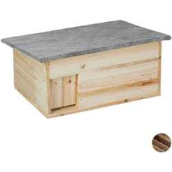 Relaxdays Casetta per Ricci, Resistente alle Intemperie, Riparo dai Predatori, Rifugio per Roditori, 21x46x34 cm, Legno