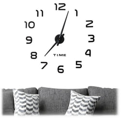 Relaxdays Orologio da Parete DIY, Numeri-3D Adesivo Murale Autoadesivo Facile Montaggio, con Grandezze Variabili, Nero