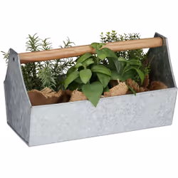 La cassetta in metallo zincata è un coprivaso decorativo per sistemare piccoli fiori, erbe oppure piccole piantine, come i ca ...