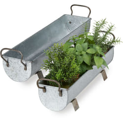 Relaxdays - Vasi per Piante a Forma di Grondaia, Fioriere da Giardino o da Interno, Set da 2, Effetto Zincato, Argento